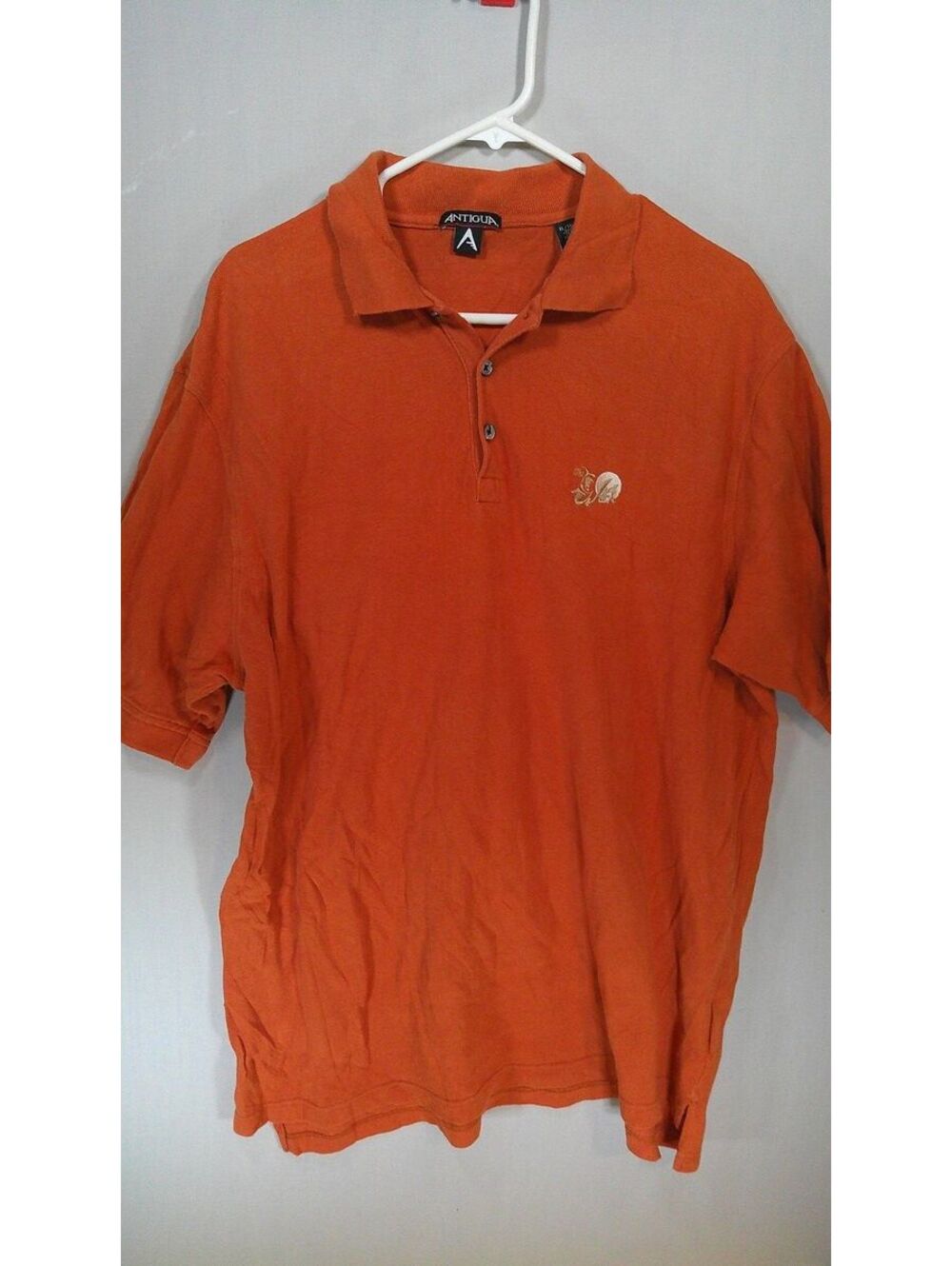 Antigua XL Orange Polo Shirt with Vintage Style Logo